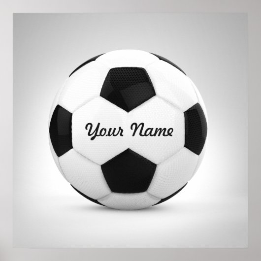 名前入り黒白サッカーボール ポスター (正面)