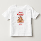 名前入り2026クリスマスハウス幼児用Tシャツ トドラーTシャツ (正面)