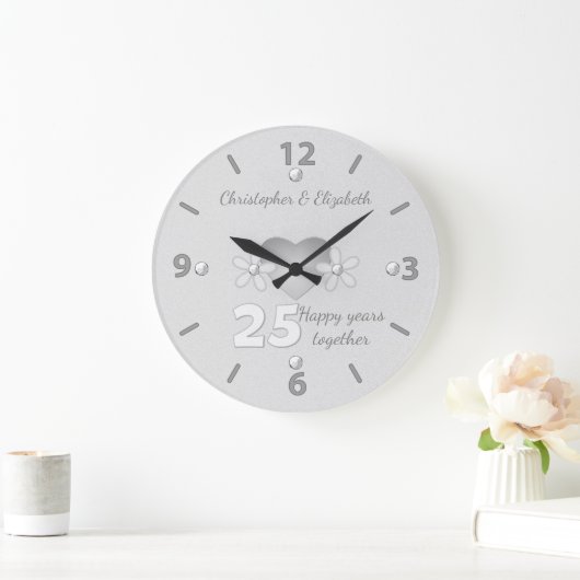 名前入り25周年記念ギフト ラージ壁時計 (ホーム)