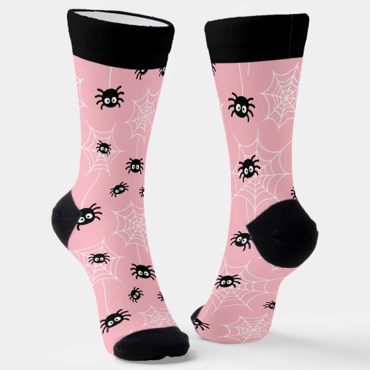 名前入り かわいいハロウィン クモとクモの巣ソックス ソックス (傾斜あり)