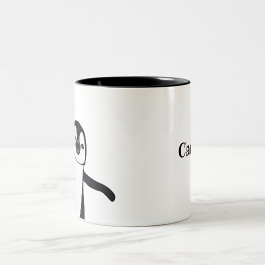 名前入り かわいい ペンギン 覗き込む ホリデー ツートーンマグカップ (中央)