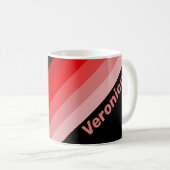 名前入り くすみレッドストライプ コーヒーマグカップ (正面右)