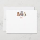 名前入り ウォーターカラー フクロウのカード ノートカード (正面)