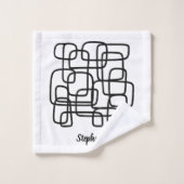 名前入り オーダーメイド アブストラクト ライン アート バスタオルセット (ウォッシュタオル)