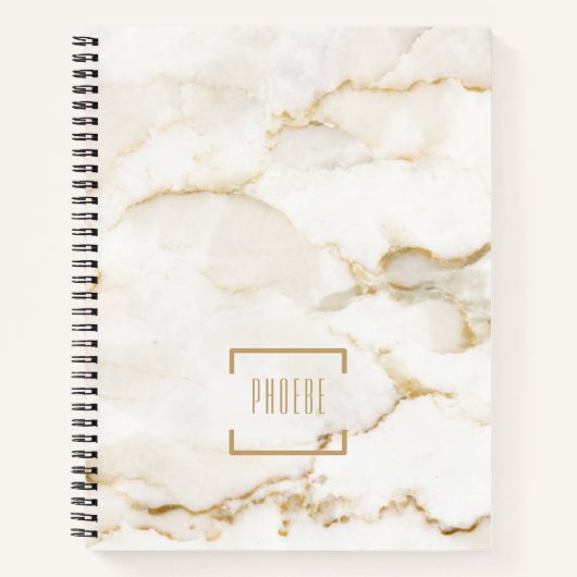 名前入り ゴールドエフェクト 大理石 ノートブック (正面)