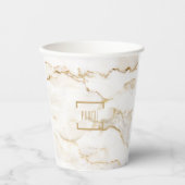 名前入り ゴールドエフェクト 大理石 紙コップ (正面)