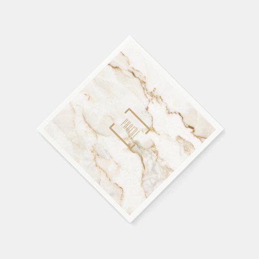 名前入り ゴールドエフェクト 大理石 紙 スタンダードカクテルナプキン (角)