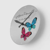 名前入り シルバーグレー 結婚記念日 プレゼント 刻印 ラウンド壁時計 (傾斜)