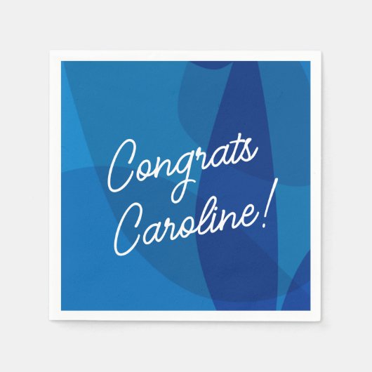 名前入り ネーム入り鮮やかな 青い 特別な 卒業おめでとう スタンダードカクテルナプキン (正面)