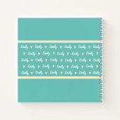 名前入り ネーム スケッチブック ティールとイエローのハート ノートブック (裏面)