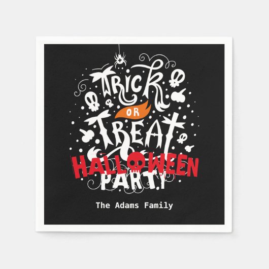 名前入り ハロウィンパーティー トリックオアトリート スタンダードカクテルナプキン (正面)