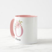 名前入り ピンク フラワー サンクス マグカップ 彼女へのプレゼント (正面左)