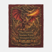 名前入り ファイア ドラゴン 赤 3D効果 モチベーション フリースブランケット (正面)
