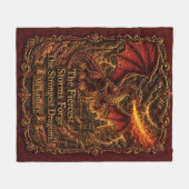 名前入り ファイア ドラゴン 赤 3D効果 モチベーション フリースブランケット (正面(横))