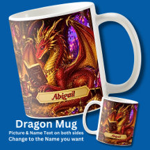 名前入り ファンタジードラゴンと本とコーヒー