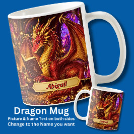 名前入り ファンタジードラゴンと本とコーヒー コーヒーマグカップ