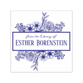 名前入り フラワーブックスタンプ セルフインキングスタンプ