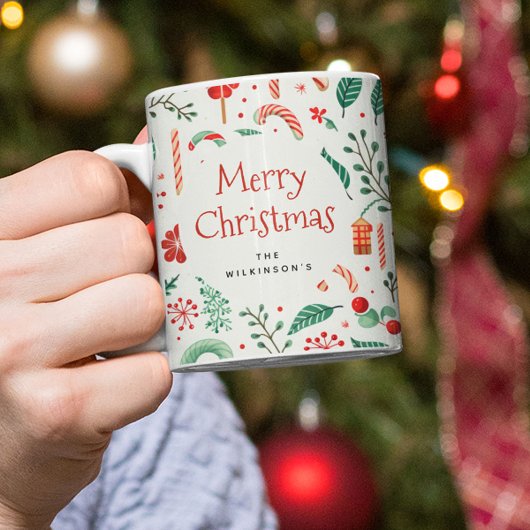 名前入り メリークリスマス コーヒーマグカップ
