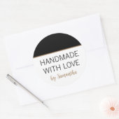 名前入り 手作りの愛 黒金 ラウンドシール (封筒)