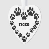 名前入り 猫の肉球 ハート オルナメント オーナメント (正面)