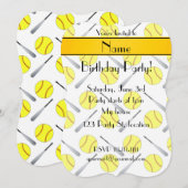 名前入り 白 ソフトボール パターン 招待状 (正面/裏面)