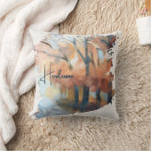 名前入り 秋 水彩 ボヘミア オレンジ クッション (ブランケット)