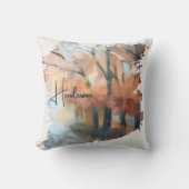 名前入り 秋 水彩 ボヘミア オレンジ クッション (正面)