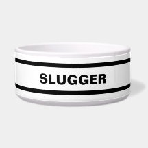 名前入り 黒と白の セラミック ペットボウル