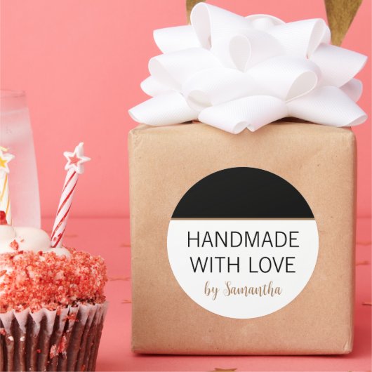 名前入り 黒金 手作りラベル ラウンドシール (パーティー)