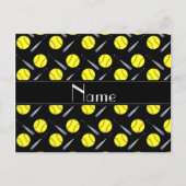 名前入り 黒 ソフトボール柄 ポストカード (正面)