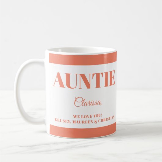 名前入り Auntie へのギフト コーヒーマグカップ (左)
