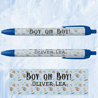名前入り Boy oh Boy ベビーシャワーのお返し 黒インク 黒ボールペン