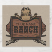名前入り NAME カウボーイ ガン ウェスタン ランチ サイン  ビールラベル (シングルラベル)