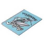 名前入り NAME サーファー ビッグウェーブ スケルトン サーフィン ノートブック (左側)