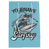 名前入り NAME サーファー ビッグウェーブ スケルトン サーフィン ミディアムペーパーバッグ (裏面)