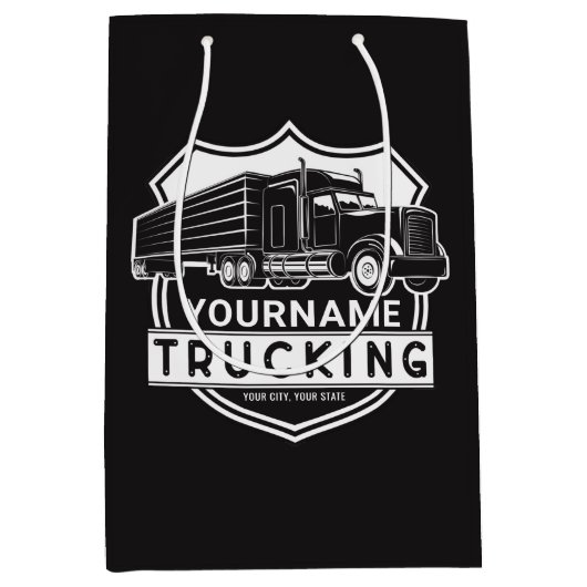 名前入り NAME トラック 大型 セミトラック ドライバー ミディアムペーパーバッグ (正面)