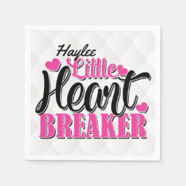 名前入り NAME ピンク リトル ハート ブレーカー スタンダードカクテルナプキン