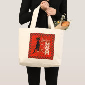 名前入り'Boujee Cat Mom' ラージトートバッグ (正面(商品))