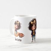 名前入りC寝坊モーニングペイジキャラ コーヒーマグカップ (正面左)