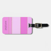 名前入れ可能 ゴールドトリム ピンクストライプ スーツケースタグ ラゲッジタグ (正面横)