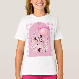 名前入れ ミニーマウス ピンク ベーシック ガールTシャツ Tシャツ