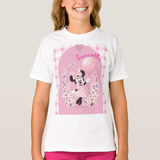 名前入れ ミニーマウス ピンク ベーシック ガールTシャツ Tシャツ