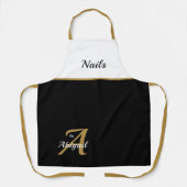 名前別の白黒爪、 ネイルパーソナライズされた エプロン (正面)