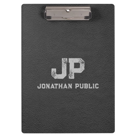 名前動揺してモノグラムイニシャルレザールック クリップボード (正面)