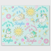 名前及び年齢のユニコーンの誕生会を個人化して下さい ラッピングペーパー (フラット)