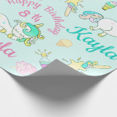 名前及び年齢のユニコーンの誕生会を個人化して下さい ラッピングペーパー (角)