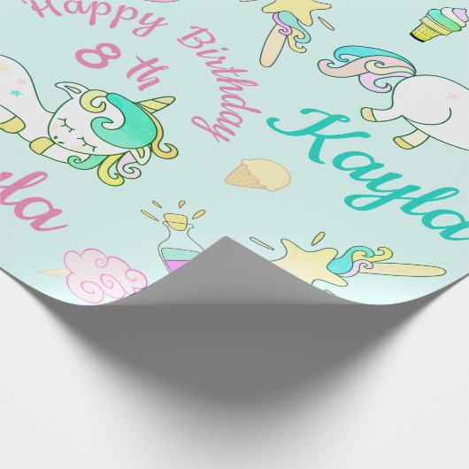 名前及び年齢のユニコーンの誕生会を個人化して下さい ラッピングペーパー (角)