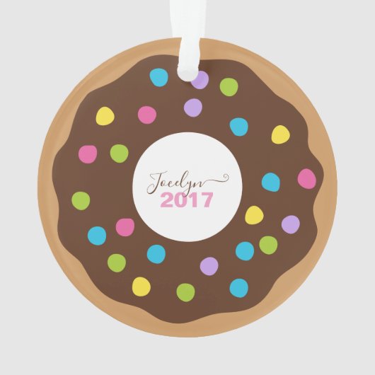 名前及び年-パーソナライズなドーナツ--を加えて下さい オーナメント (裏面)