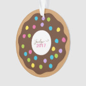 名前及び年-パーソナライズなドーナツ--を加えて下さい オーナメント (正面)