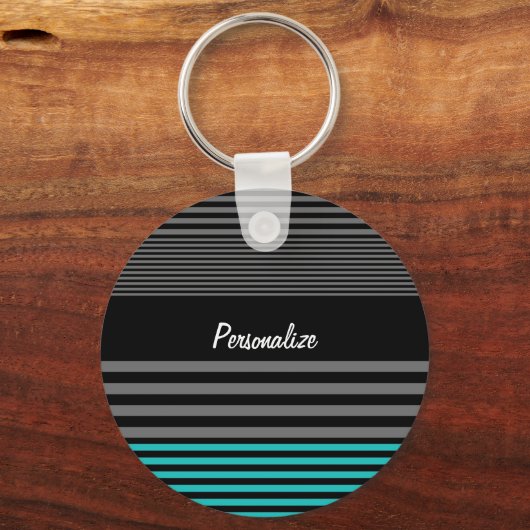 名前名門私立校風のの新しいストライプティール(緑がかった色) キーホルダー (正面)
